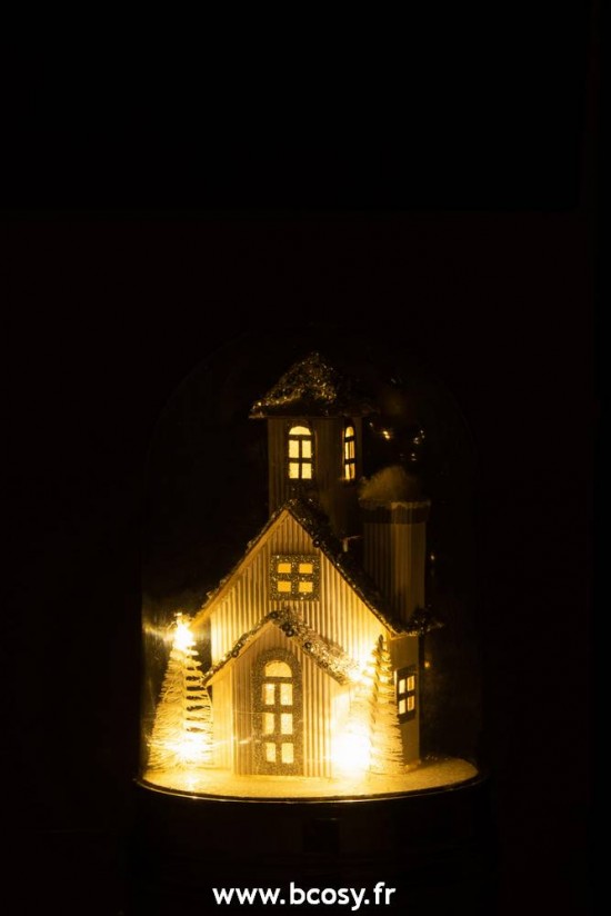 J-Line J Line cloches en verre Jolipa Cloche Hiver Maison Led Acrylique Blanc Small.