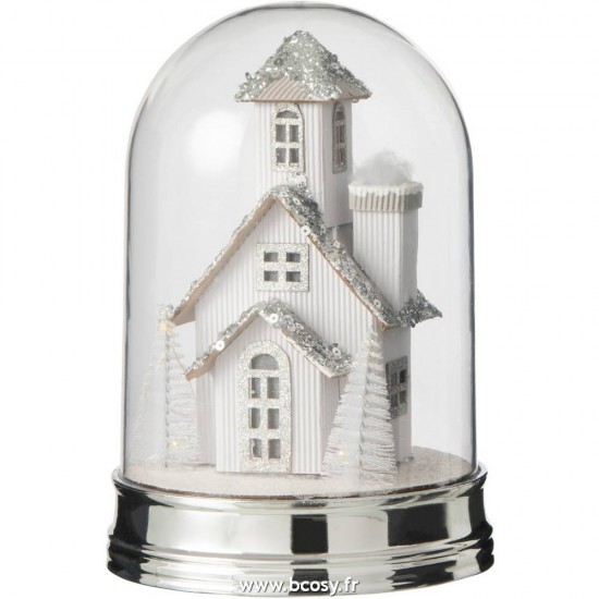 J Line Cloche Hiver Maison Led Acrylique Blanc Small 23H JLine 5310 by Jolipa 5310.