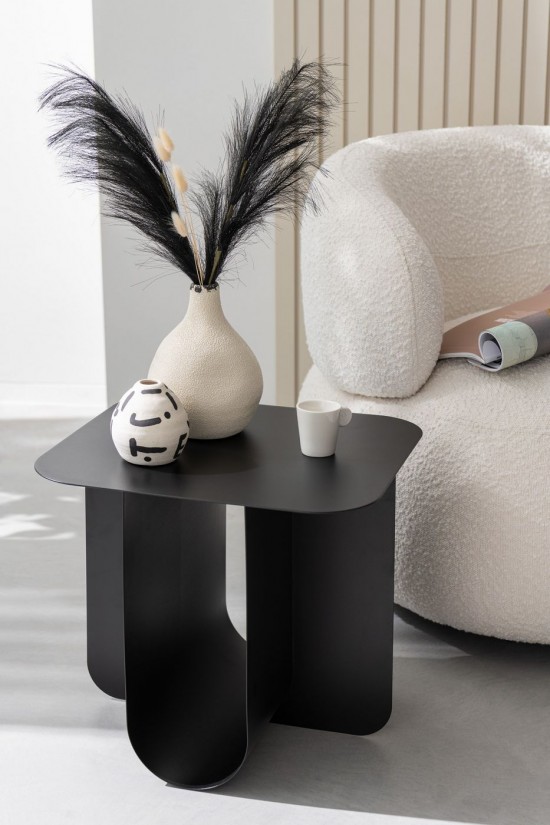 J-Line J Line vases Vase Bay Poire Gres Blanc Noir.