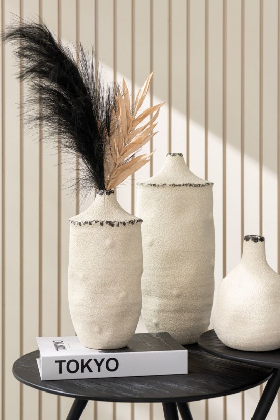 Jolipa Vase Bay Poire Gres Blanc Noir.