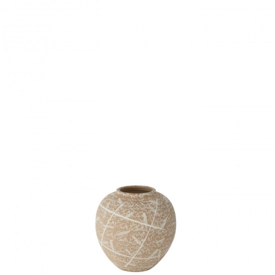 J Line Vase Dune Rond Gres Beige Blanc L21xB21xH21 cm JLine 53144 by Jolipa 53144.