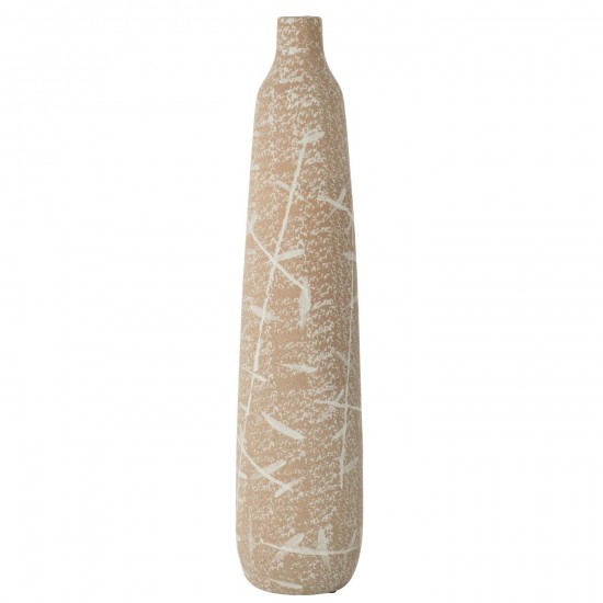 J Line Vase Dune Fin Gres Beige Blanc Large L16xB16xH70 cm JLine 53146 by Jolipa 53146.