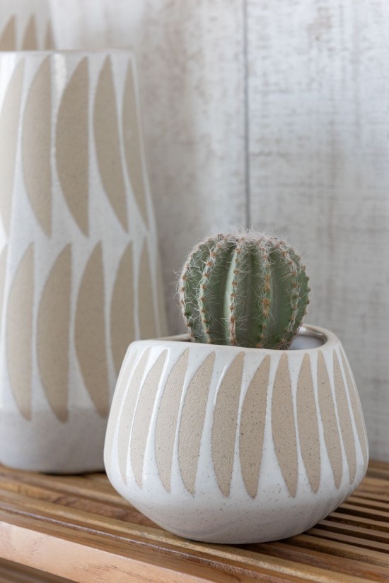 Jolipa Cachepot Kai Gres Beige Blanc Small.