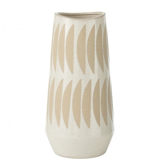 J Line Vase Kai Gres Beige Blanc Large L20xB20xH40 cm JLine 53152 by Jolipa 53152.