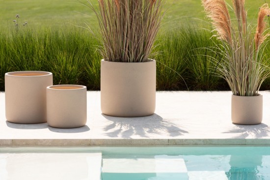 Jolipa Set De 4 Cachepots Dune Argile Ivoire.