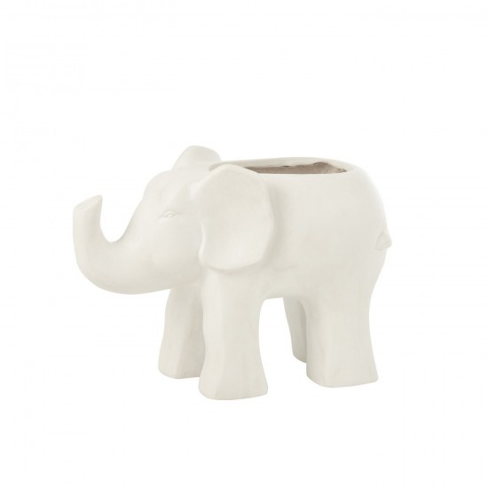J Line Cachepot Elephant Argile Blanc Ir L47xB22xH34 cm JLine 53160 by Jolipa 53160.