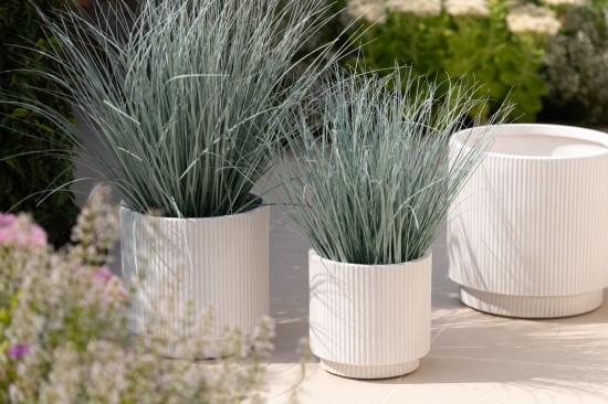 Jolipa Set De 3 Cachepots Misty Argile Blanc.