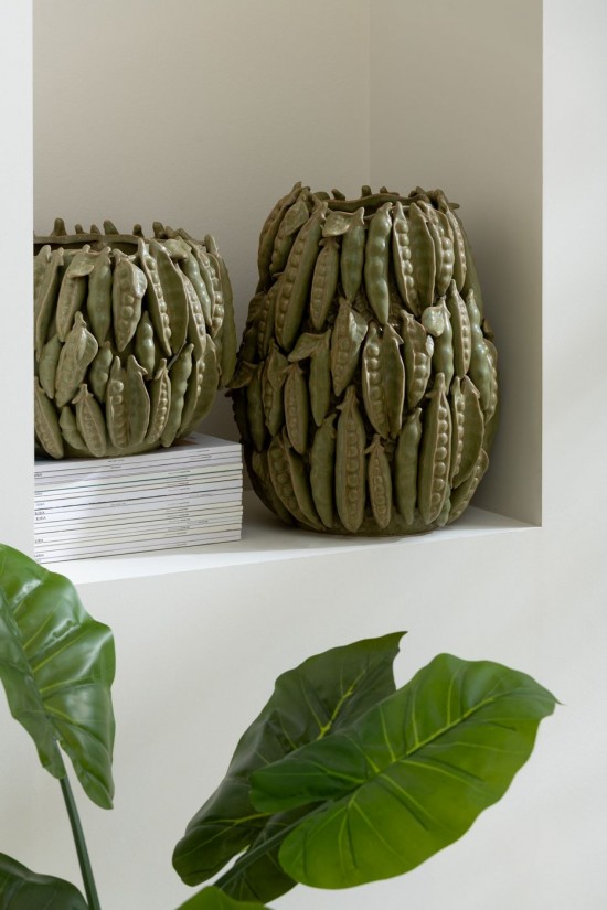 Jolipa Vase Botanica Petits Pois Large Argile Vert.