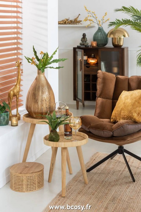 J-Line Chair Relax Cushion On Frame Textile/Metal Brown.