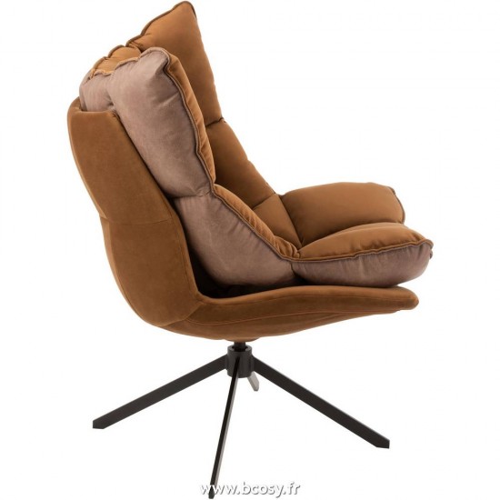 J-Line J Line chaises de repas Jolipa Chaise Relax Coussin Sur Pied Textile Metal Marron.