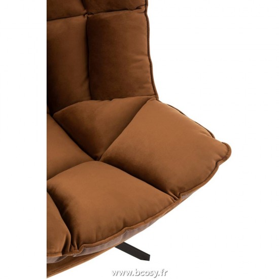 J-Line J Line chaises de repas Chaise Relax Coussin Sur Pied Textile Metal Marron.