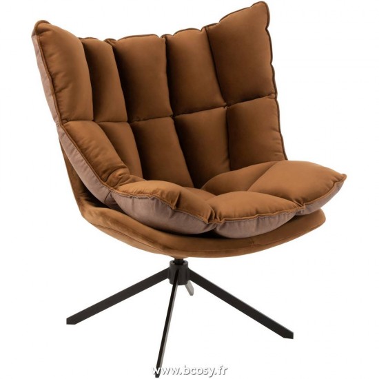 J Line Chaise Relax Coussin Sur Pied Textile Metal Marron L80xB70xH101 cm JLine 5322 by Jolipa 5322.