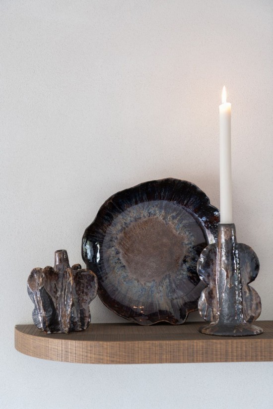 Jolipa Vase Naga Ceramique Marron Noir Small.