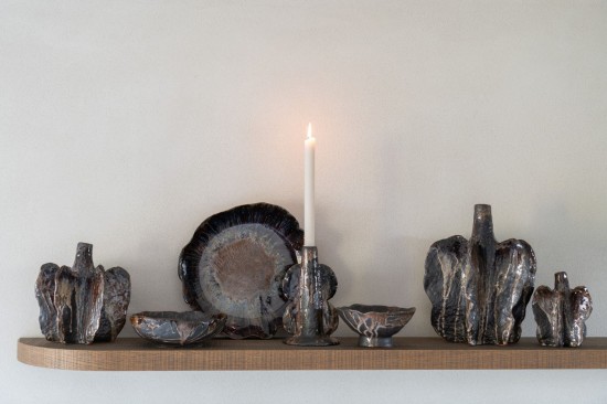 Jolipa Vase Naga Ceramique Marron Noir Medium.