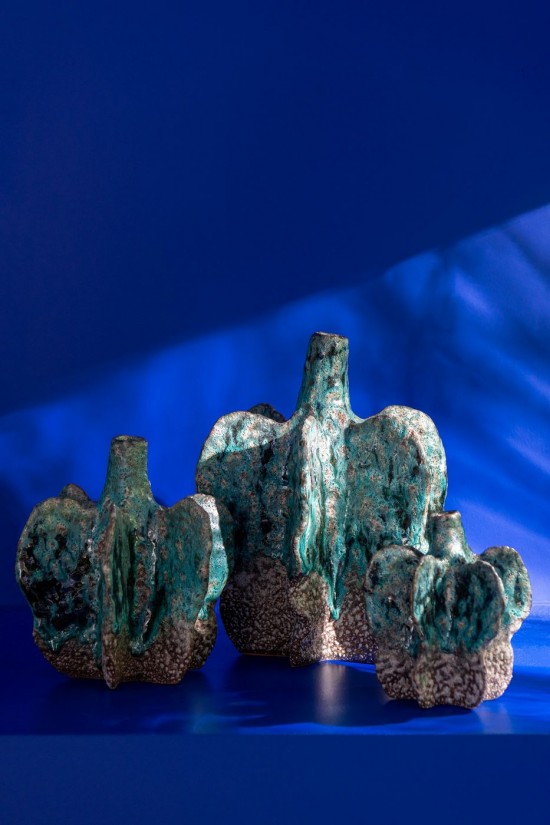 Jolipa Vase Naga Ceramique Azur Marron Small.