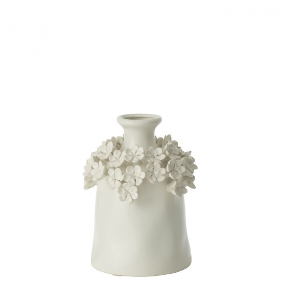 J Line Vase Yucca Fleur Ceramique Blanc Small L17xB17xH23 cm JLine 53255 by Jolipa 53255.