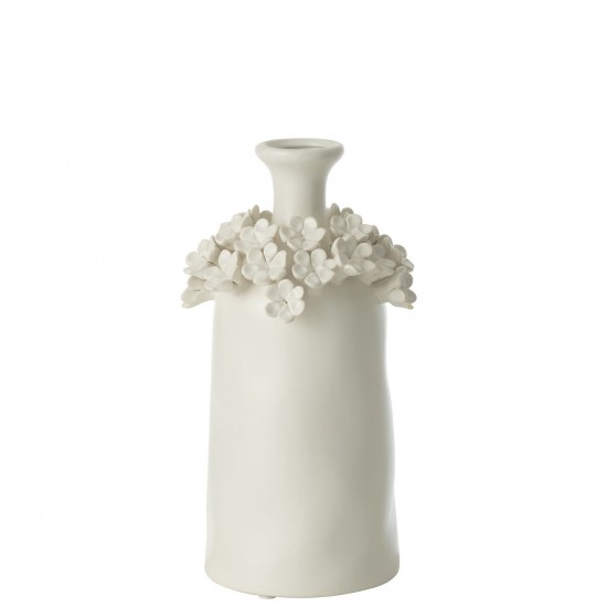 J Line Vase Yucca Fleur Ceramique Blanc Medium L15xB15xH31 cm JLine 53256 by Jolipa 53256.