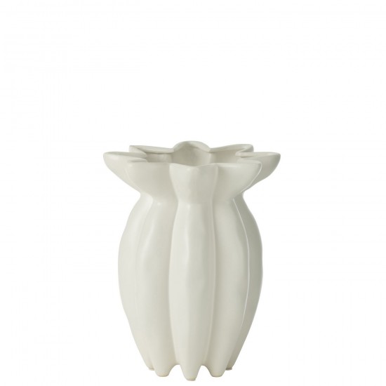 J Line Vase Lotus Ceramique Blanc Small L25xB25xH30 cm JLine 53258 by Jolipa 53258.