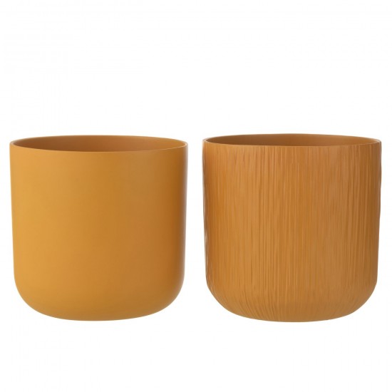 J Line Cachepot Gen Ceramique Ocre Extra Extra Large L27xB27xH26 cm JLine 53276 by Jolipa 53276 Assortiment de 2 pcs.