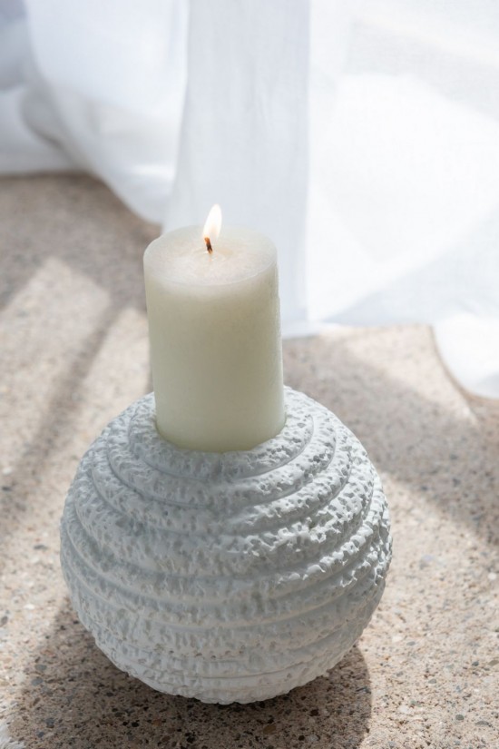 Jolipa Chandelier Creta Rond Ciment Blanc Large.