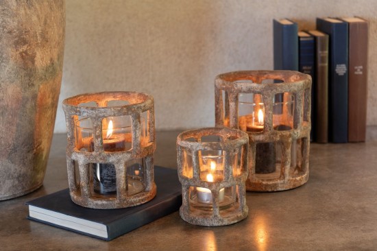 Jolipa Photophore Antique Polyresine Verre Small.