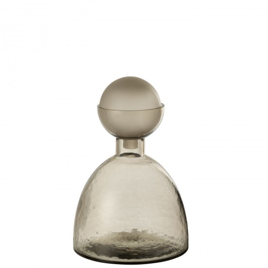 J Line Vase Bouteille + Bouchon Yara Verre Greige Small L20xB20xH29 cm JLine 53400 by Jolipa 53400.