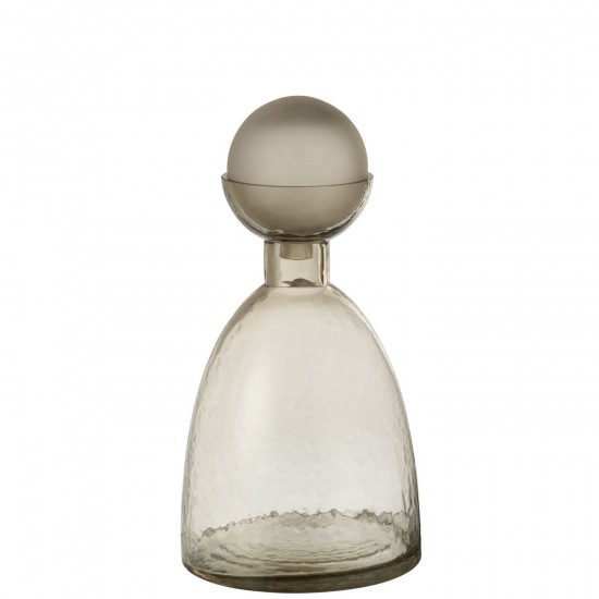 J Line Vase Bouteille + Bouchon Yara Verre Greige Medium L18xB18xH34 cm JLine 53401 by Jolipa 53401.