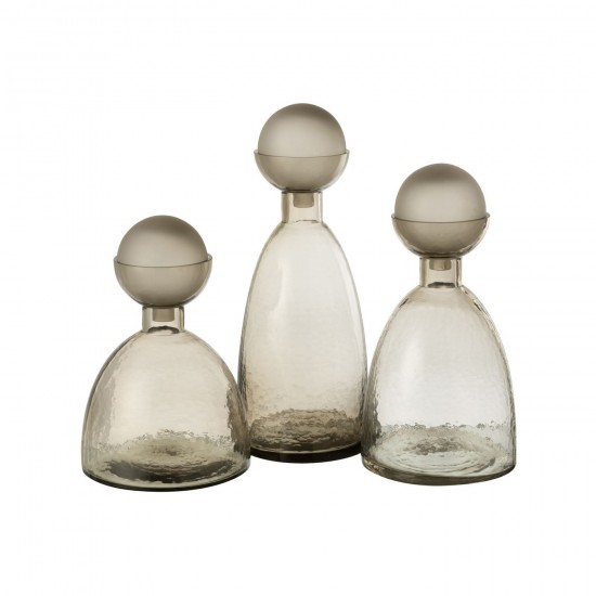 J-Line J Line vases Jolipa Vase Bouteille Bouchon Yara Verre Greige Large.