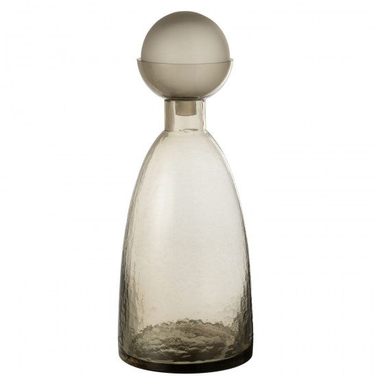 J Line Vase Bouteille + Bouchon Yara Verre Greige Large L16xB16xH43 cm JLine 53402 by Jolipa 53402.