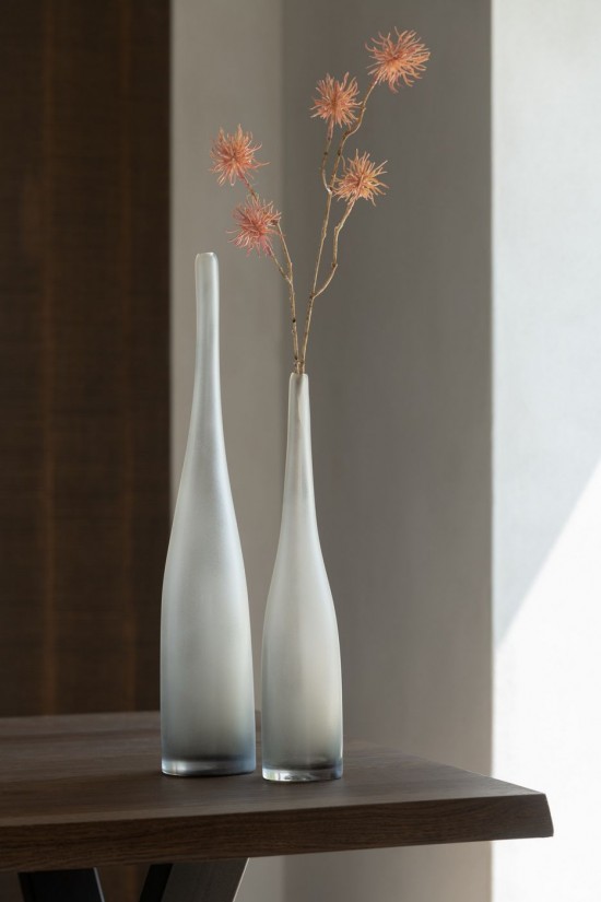 Jolipa Set 2 Vase Yara Flute Verre Greige.