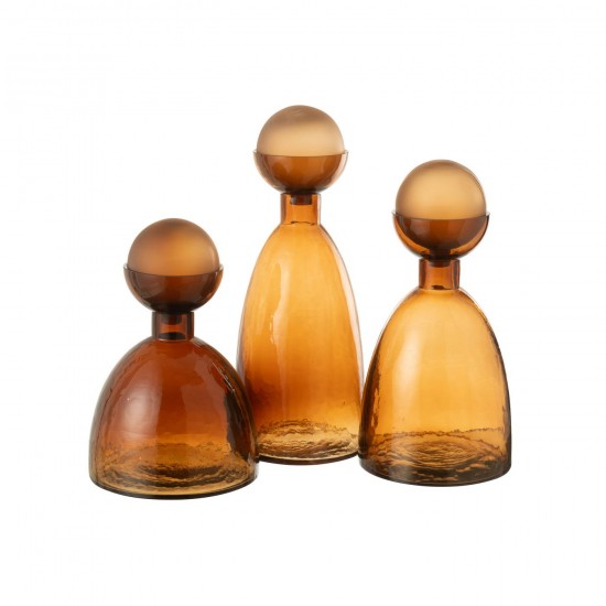 J-Line J Line vases Jolipa Vase Bouteille Bouchon Yoko Verre Marron Large.