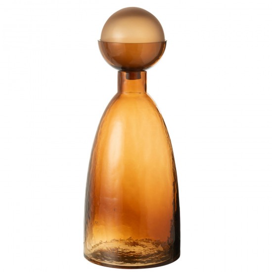 J Line Vase Bouteille + Bouchon Yoko Verre Marron Large L16xB16xH43 cm JLine 53413 by Jolipa 53413.