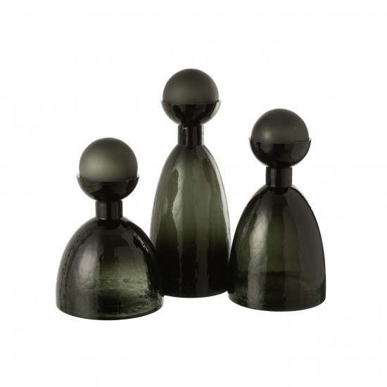 J-Line J Line vases Jolipa Vase Bouteille Bouchon Verre Vert Fonce Large.