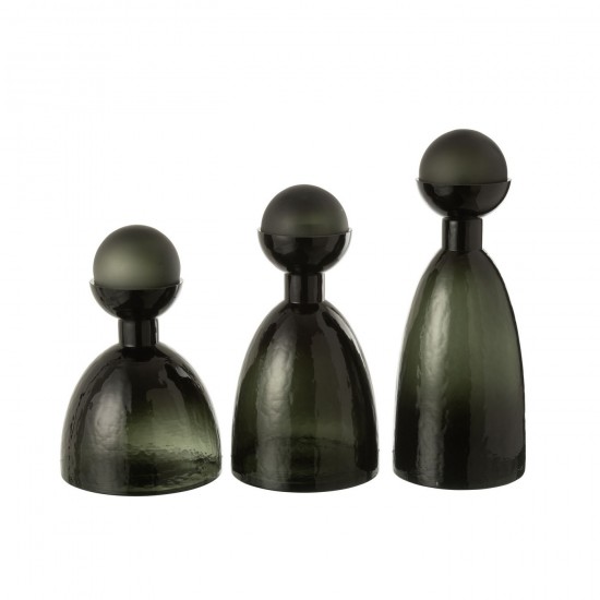 Jolipa Vase Bouteille Bouchon Verre Vert Fonce Large.