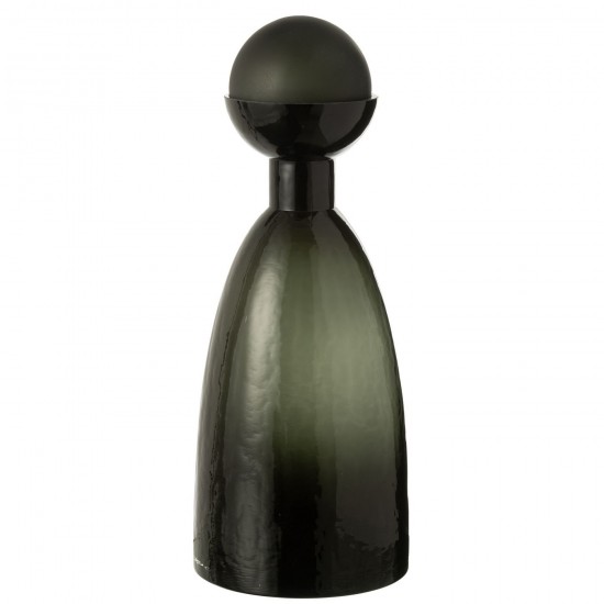 J Line Vase Bouteille + Bouchon Verre Vert Fonce Large L16xB16xH43 cm JLine 53432 by Jolipa 53432.