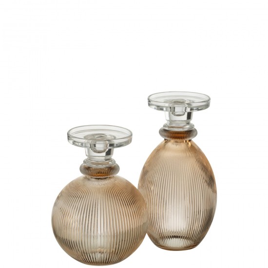 J-Line J Line chandeliers candélabres Jolipa Chandelier Vase Malik Rond Verre Taupe Transparent.