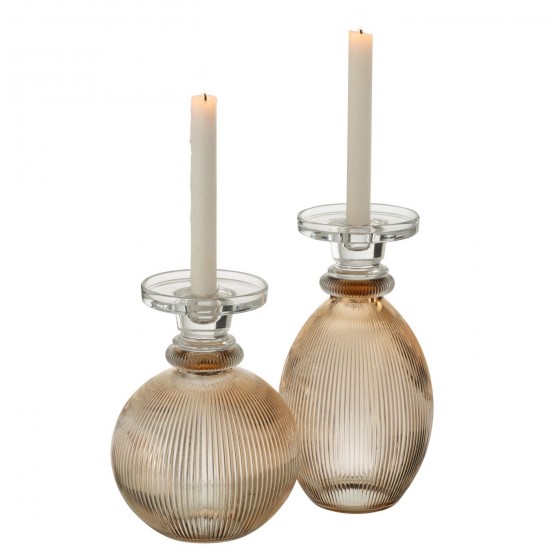 Jolipa Chandelier Vase Malik Rond Verre Taupe Transparent.