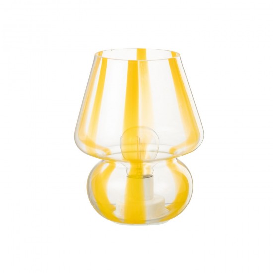 J Line Lampe Rayures Verre Transparent Jaune Large L15xB15xH19 cm JLine 53485 by Jolipa 53485.