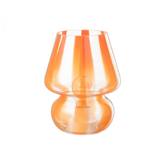 J Line Lampe Rayures Verre Transparent Orange Large L15xB15xH19 cm JLine 53489 by Jolipa 53489.