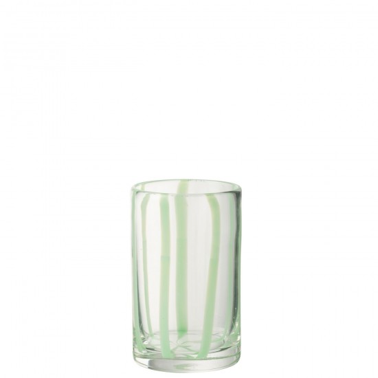 J Line Verre A Boire Rayures Verre Transparent Vert L8xB8xH13 cm JLine 53498 by Jolipa 53498.