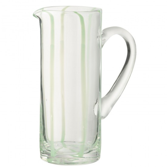 J Line Carafe Rayures Verre Transparent Vert L18xB10xH25 cm JLine 53499 by Jolipa 53499.