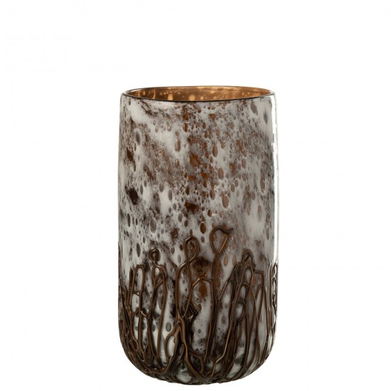 J Line Vase Chandelier Petra Verre Marron Blanc Small L17xB17xH30 cm JLine 53555 by Jolipa 53555.