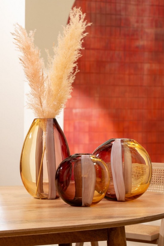 Jolipa Vase Arun Verre Marron Jaune Medium.