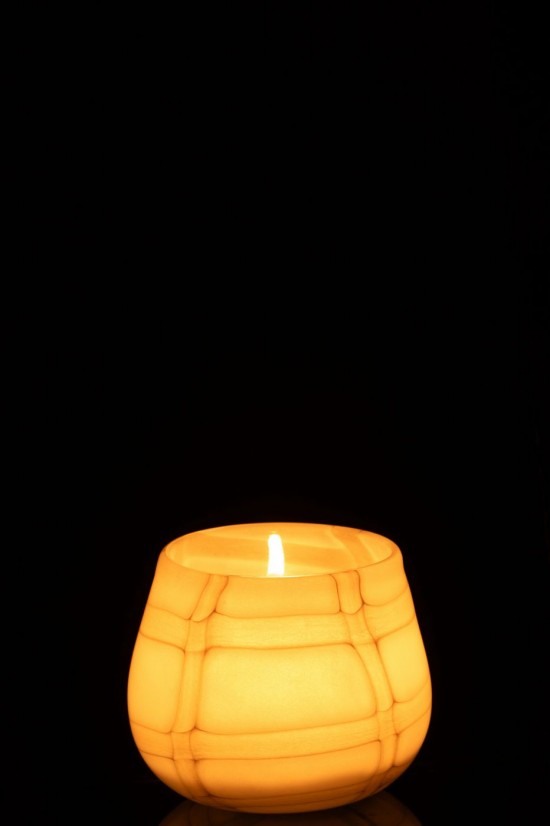 J-Line J Line vases Jolipa Photophore Fuzzy Verre Blanc Vert.