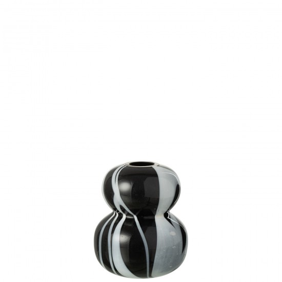 J Line Vase Effet Fume Boules Verre Noir Blanc L10xB10xH13 cm JLine 53599 by Jolipa 53599.