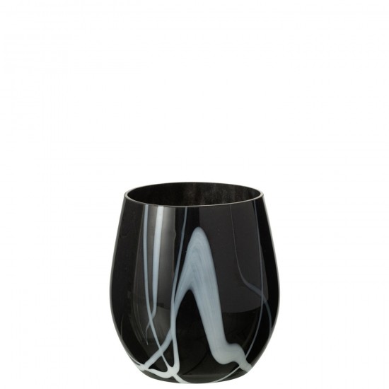 J Line Photophore Effet Fume Verre Noir Blanc L12xB12xH14 cm JLine 53601 by Jolipa 53601.