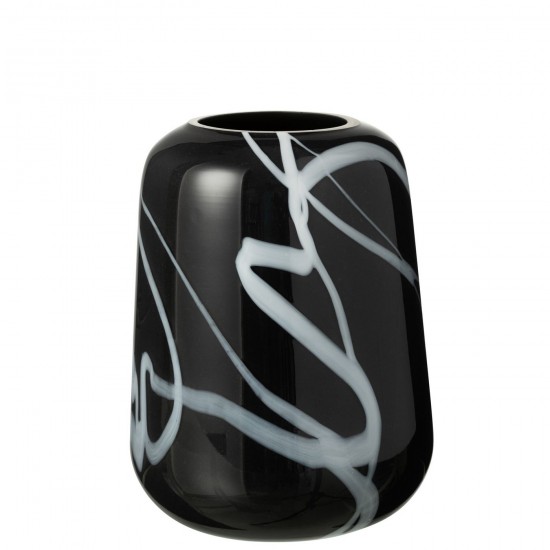 J Line Vase Effet Fume Etroit Verre Noir Blanc L17xB17xH22 cm JLine 53603 by Jolipa 53603.