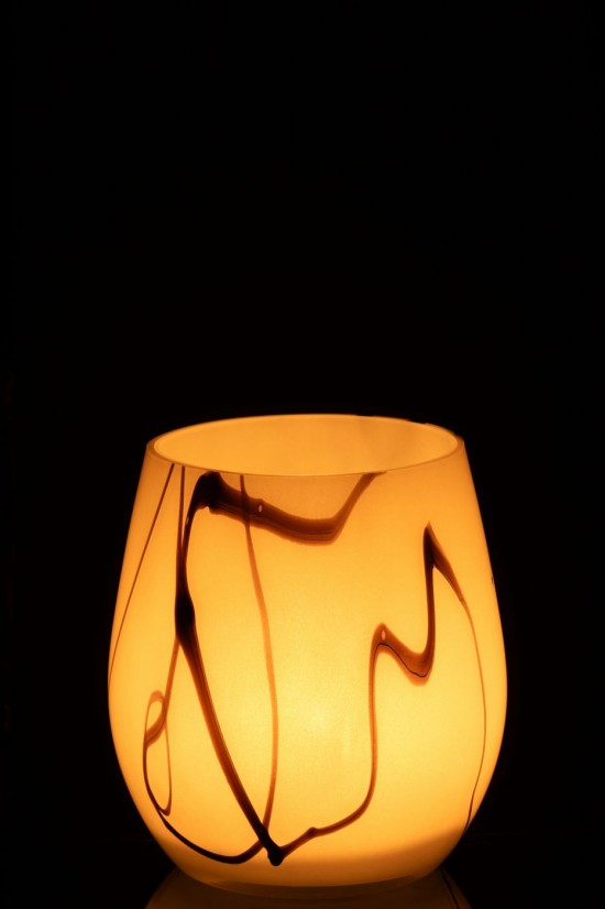 J-Line J Line lanternes photophores Jolipa Photophore Effet Fume Verre Blanc Noir.