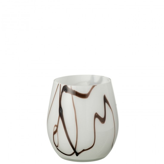 J Line Photophore Effet Fume Verre Blanc Noir L12xB12xH14 cm JLine 53606 by Jolipa 53606.