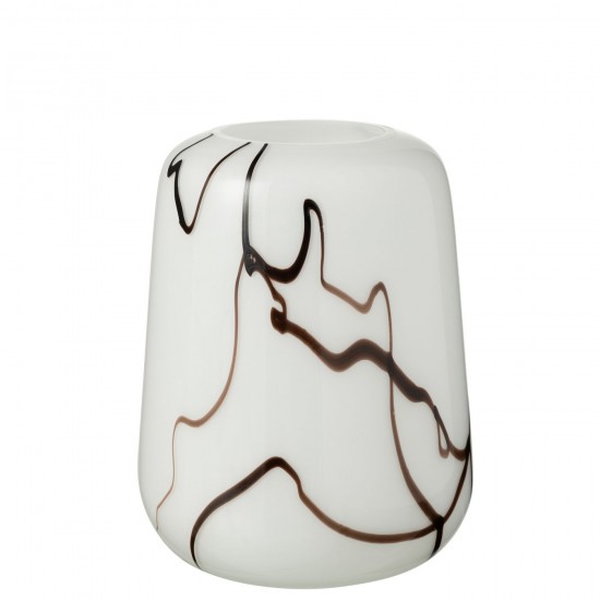J Line Vase Effet Fume Etroit Verre Blanc Noir L17xB17xH22 cm JLine 53608 by Jolipa 53608.